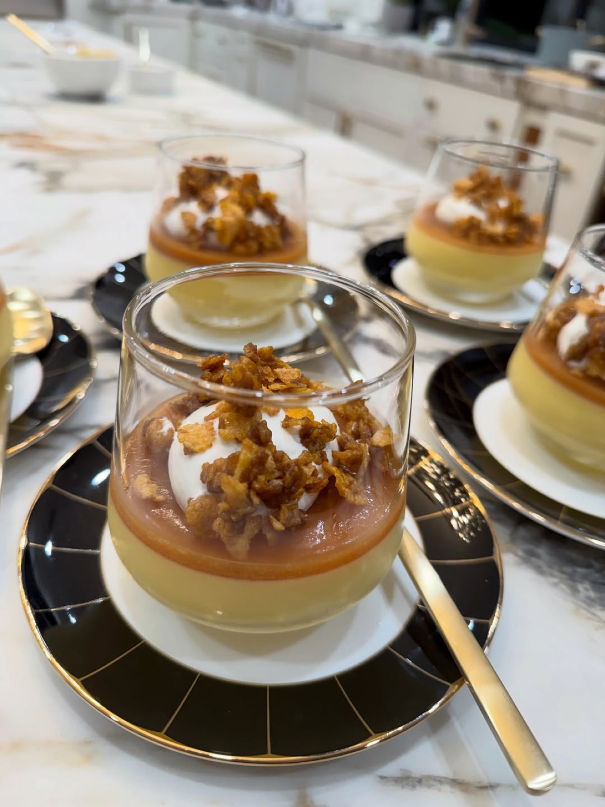 Corn custard verrines with guava jam